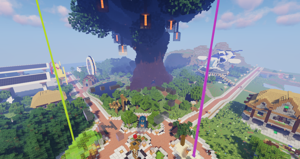 Der Spawn bei Tag: Blick auf  den Baum des Lebens. Hier befinden sich die Weltenportale